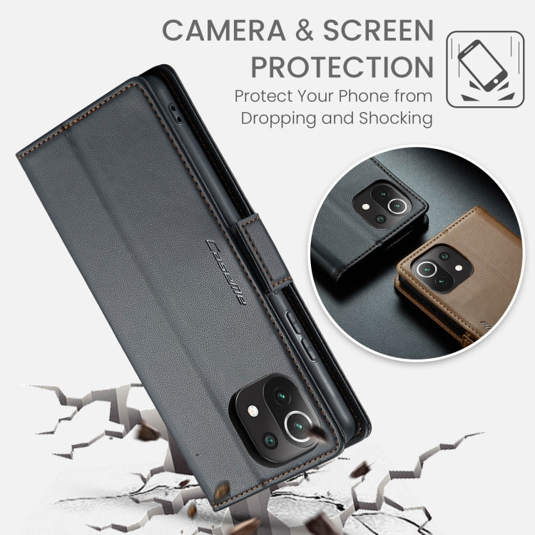 For Xiaomi Mi 11 Lite CaseMe 023 Butterfly Buckle Litchi Texture RFID Anti-theft Leather Phone Case(Black) - free shipping - PMC TechLife - Order now!