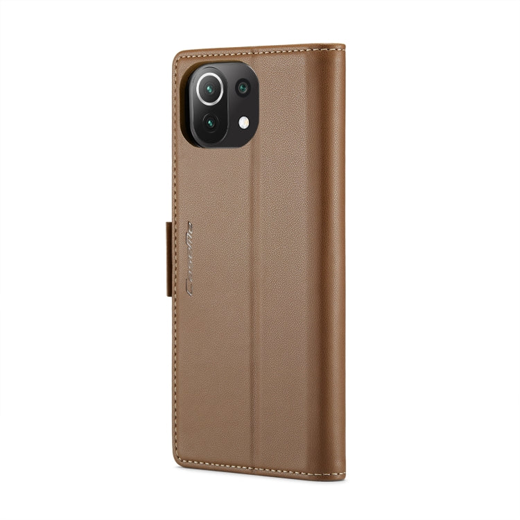 For Xiaomi Mi 11 Lite CaseMe 023 Butterfly Buckle Litchi Texture RFID Anti-theft Leather Phone Case(Brown) - free shipping - PMC TechLife - Order now!