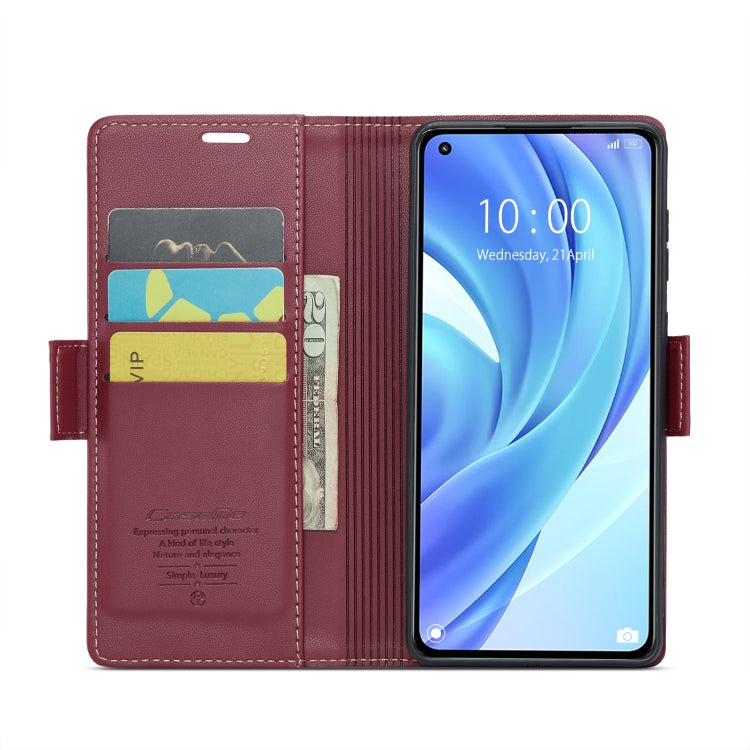 For Xiaomi Mi 11 Lite CaseMe 023 Butterfly Buckle Litchi Texture RFID Anti-theft Leather Phone Case(Wine Red)