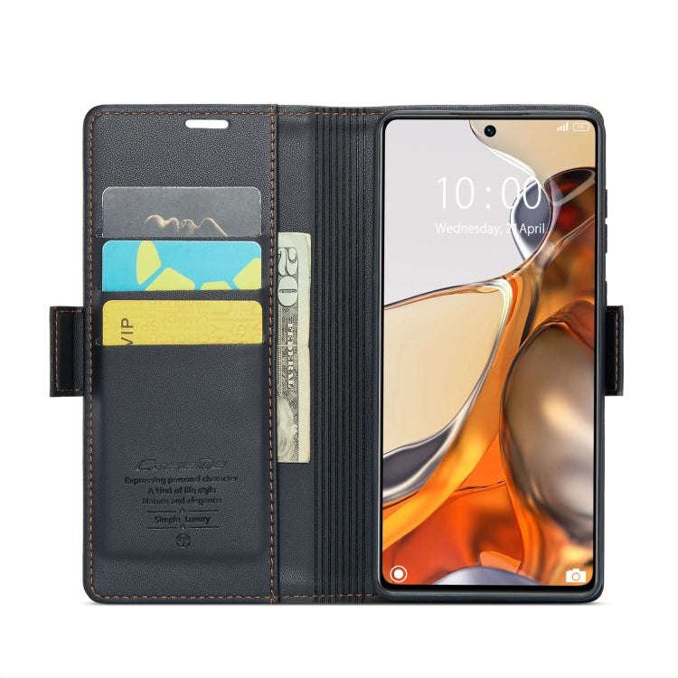 For Xiaomi 11T / 11T Pro CaseMe 023 Butterfly Buckle Litchi Texture RFID Anti-theft Leather Phone Case(Black) - free shipping - PMC TechLife - Order now!