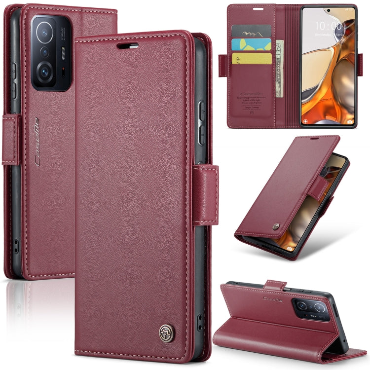 For Xiaomi 11T / 11T Pro CaseMe 023 Butterfly Buckle Litchi Texture RFID Anti-theft Leather Phone Case(Wine Red) - free shipping - PMC TechLife - Order now!