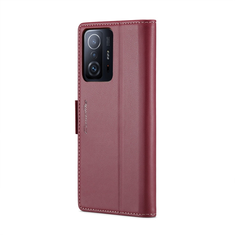 For Xiaomi 11T / 11T Pro CaseMe 023 Butterfly Buckle Litchi Texture RFID Anti-theft Leather Phone Case(Wine Red) - free shipping - PMC TechLife - Order now!