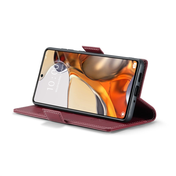 For Xiaomi 11T / 11T Pro CaseMe 023 Butterfly Buckle Litchi Texture RFID Anti-theft Leather Phone Case(Wine Red) - free shipping - PMC TechLife - Order now!