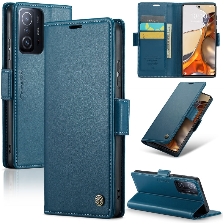 For Xiaomi 11T / 11T Pro CaseMe 023 Butterfly Buckle Litchi Texture RFID Anti-theft Leather Phone Case(Blue) - free shipping - PMC TechLife - Order now!