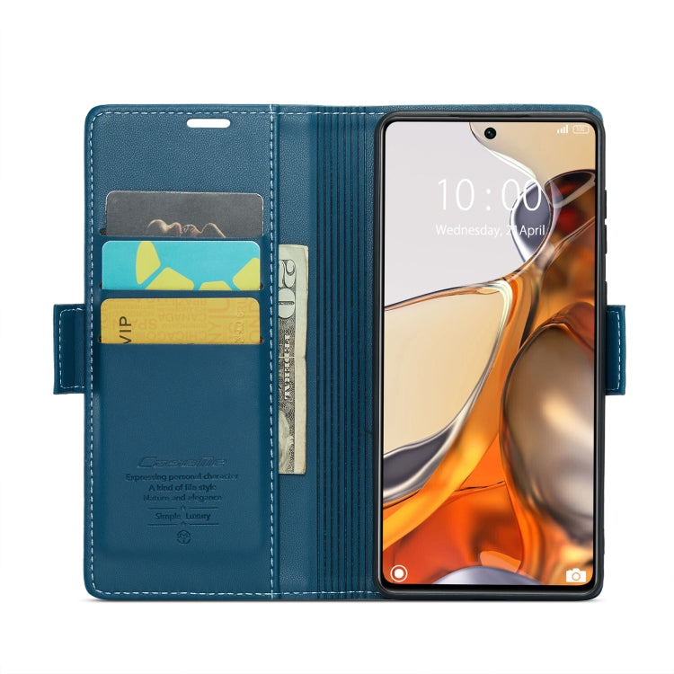 For Xiaomi 11T / 11T Pro CaseMe 023 Butterfly Buckle Litchi Texture RFID Anti-theft Leather Phone Case(Blue) - free shipping - PMC TechLife - Order now!