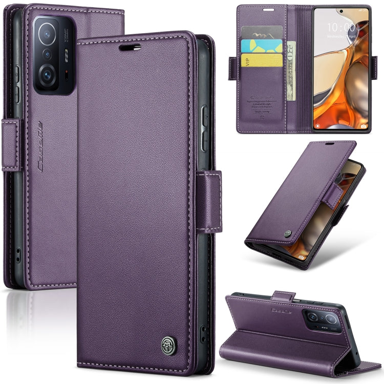 For Xiaomi 11T / 11T Pro CaseMe 023 Butterfly Buckle Litchi Texture RFID Anti-theft Leather Phone Case(Pearly Purple) - free shipping - PMC TechLife - Order now!