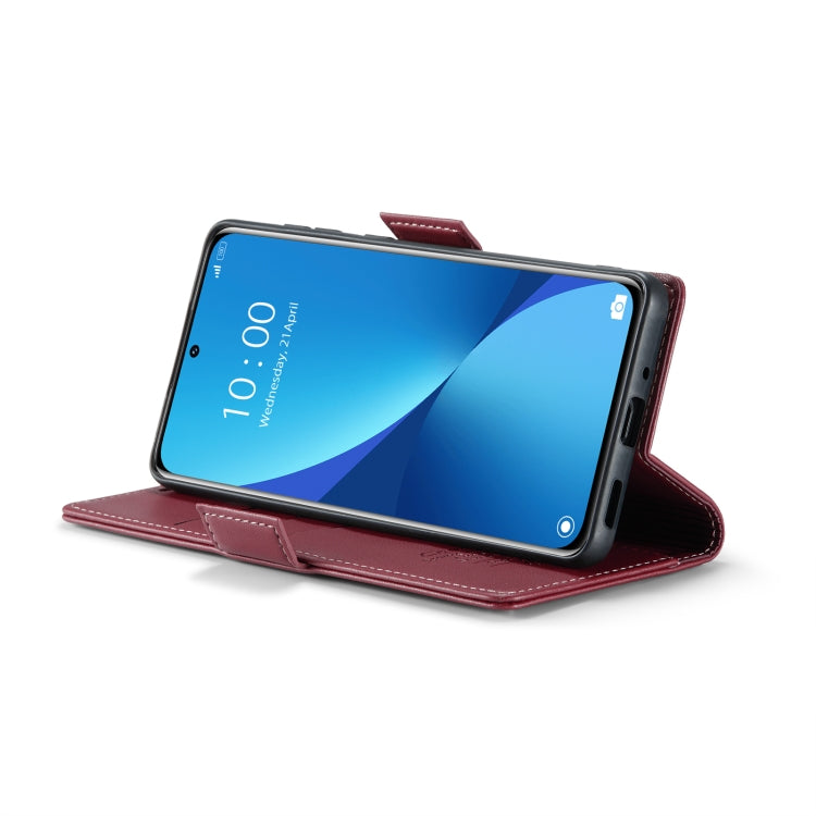 For Xiaomi 12 / 12X / 12S CaseMe 023 Butterfly Buckle Litchi Texture RFID Anti-theft Leather Phone Case(Wine Red)