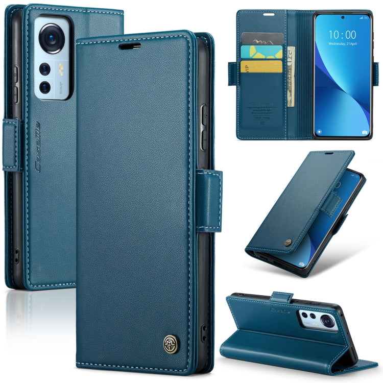 For Xiaomi 12 / 12X / 12S CaseMe 023 Butterfly Buckle Litchi Texture RFID Anti-theft Leather Phone Case(Blue) - free shipping - PMC TechLife - Order now!