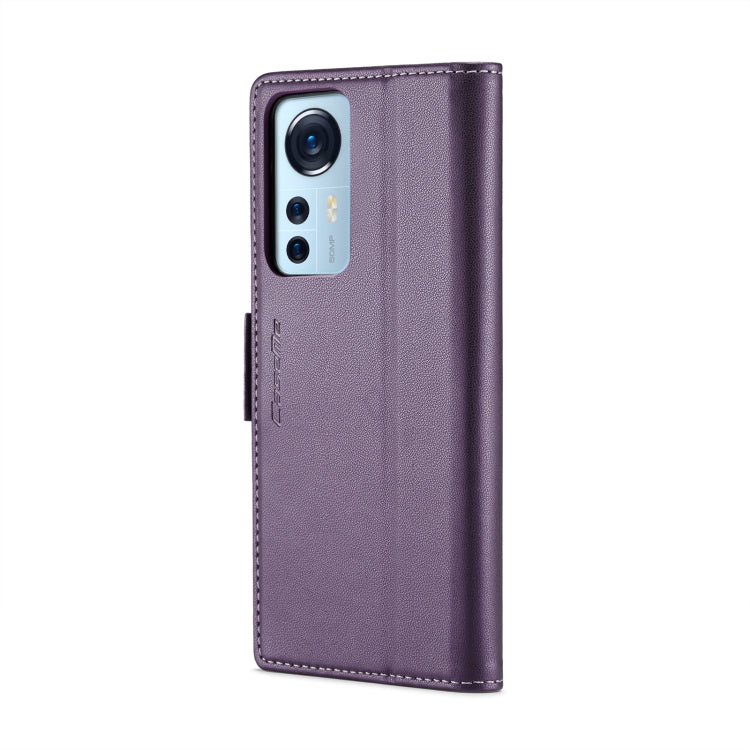 For Xiaomi 12 / 12X / 12S CaseMe 023 Butterfly Buckle Litchi Texture RFID Anti-theft Leather Phone Case(Pearly Purple)