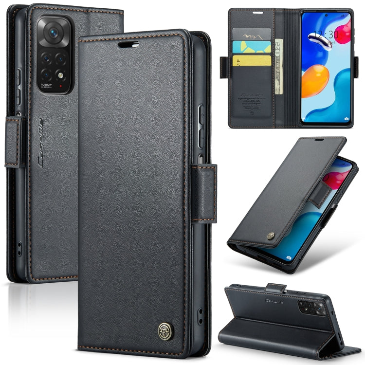 For Xiaomi Redmi Note 11 4G Global/Note 11S Global CaseMe 023 Butterfly Buckle Litchi Texture RFID Anti-theft Leather Phone Case(Black) - free shipping - PMC TechLife - Order now!