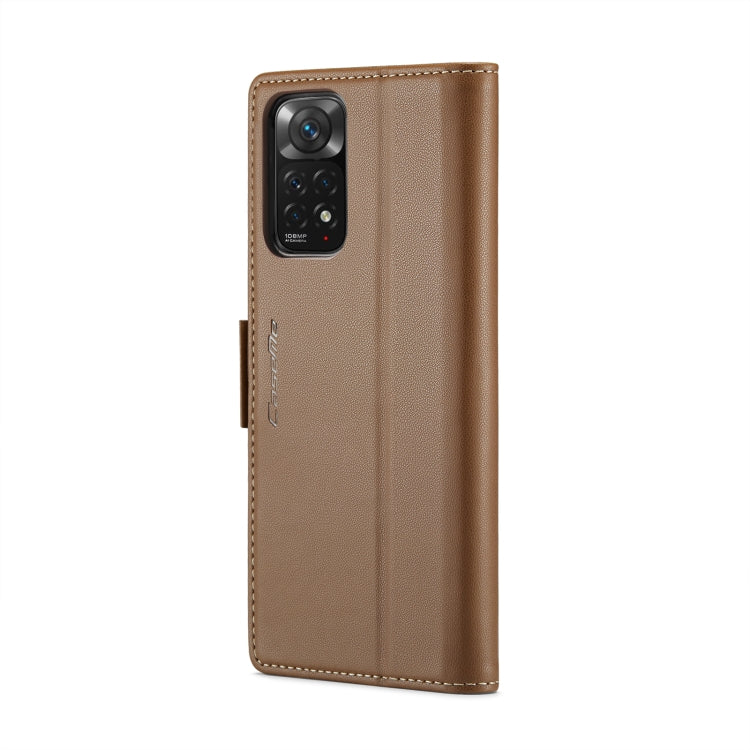 For Xiaomi Redmi Note 11 4G Global/Note 11S Global CaseMe 023 Butterfly Buckle Litchi Texture RFID Anti-theft Leather Phone Case(Brown) - free shipping - PMC TechLife - Order now!