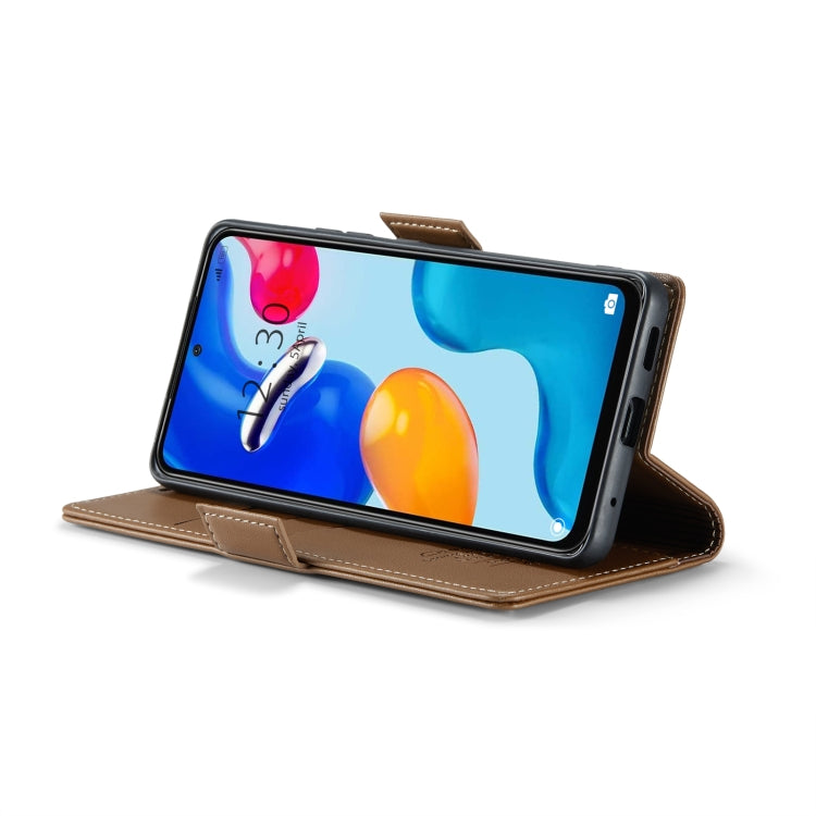 For Xiaomi Redmi Note 11 4G Global/Note 11S Global CaseMe 023 Butterfly Buckle Litchi Texture RFID Anti-theft Leather Phone Case(Brown) - free shipping - PMC TechLife - Order now!