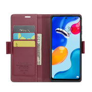 For Xiaomi Redmi Note 11 4G Global/Note 11S Global CaseMe 023 Butterfly Buckle Litchi Texture RFID Anti-theft Leather Phone Case(Wine Red)