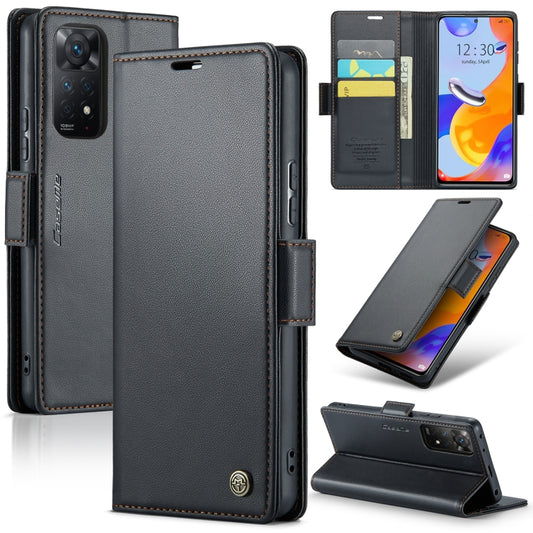CaseMe 023 Butterfly Buckle Litchi Texture RFID Anti-theft Leather Phone Case For Xiaomi Redmi Note 11 Pro 5G Global/Redmi Note 11 Pro Global(Black) - free shipping - PMC Jewellery - Order now!