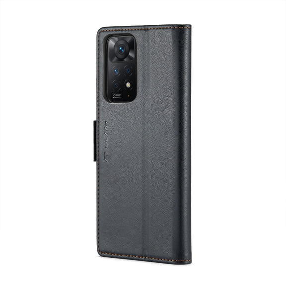 CaseMe 023 Butterfly Buckle Litchi Texture RFID Anti-theft Leather Phone Case For Xiaomi Redmi Note 11 Pro 5G Global/Redmi Note 11 Pro Global(Black)