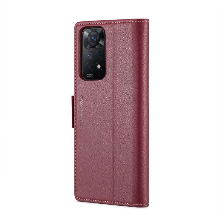 CaseMe 023 Butterfly Buckle Litchi Texture RFID Anti-theft Leather Phone Case For Xiaomi Redmi Note 11 Pro 5G Global/Redmi Note 11 Pro Global(Wine Red)