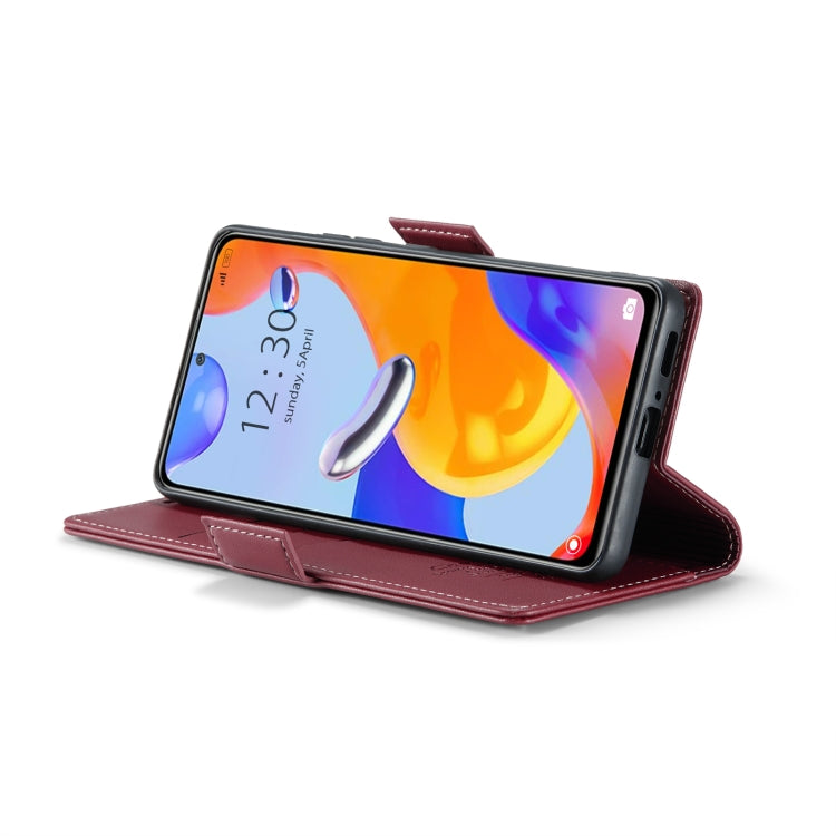 CaseMe 023 Butterfly Buckle Litchi Texture RFID Anti-theft Leather Phone Case For Xiaomi Redmi Note 11 Pro 5G Global/Redmi Note 11 Pro Global(Wine Red)