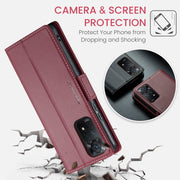 CaseMe 023 Butterfly Buckle Litchi Texture RFID Anti-theft Leather Phone Case For Xiaomi Redmi Note 11 Pro 5G Global/Redmi Note 11 Pro Global(Wine Red)