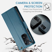 CaseMe 023 Butterfly Buckle Litchi Texture RFID Anti-theft Leather Phone Case For Xiaomi Redmi Note 11 Pro 5G Global/Redmi Note 11 Pro Global(Blue)