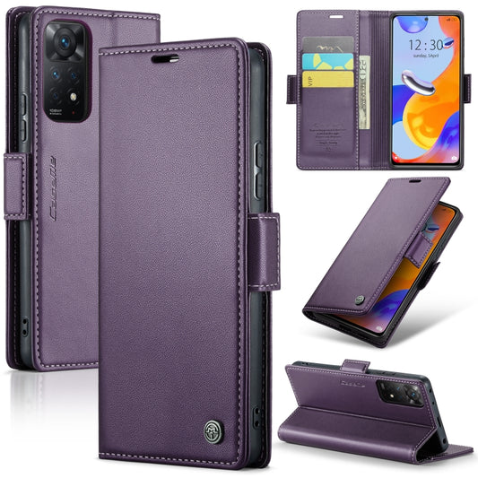 CaseMe 023 Butterfly Buckle Litchi Texture RFID Anti-theft Leather Phone Case For Xiaomi Redmi Note 11 Pro 5G Global/Redmi Note 11 Pro Global(Pearly Purple) - free shipping - PMC Jewellery - Order now!
