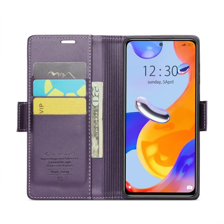 CaseMe 023 Butterfly Buckle Litchi Texture RFID Anti-theft Leather Phone Case For Xiaomi Redmi Note 11 Pro 5G Global/Redmi Note 11 Pro Global(Pearly Purple)