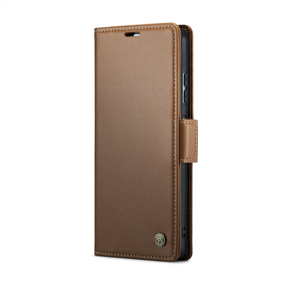 CaseMe 023 Butterfly Buckle Litchi Texture RFID Anti-theft Leather Phone Case For Xiaomi Poco X5 Pro 5G/Redmi Note 12 Pro 5G Global(Brown)