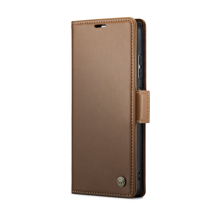 CaseMe 023 Butterfly Buckle Litchi Texture RFID Anti-theft Leather Phone Case For Xiaomi Poco X5 Pro 5G/Redmi Note 12 Pro 5G Global(Brown)