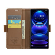 CaseMe 023 Butterfly Buckle Litchi Texture RFID Anti-theft Leather Phone Case For Xiaomi Poco X5 Pro 5G/Redmi Note 12 Pro 5G Global(Brown)