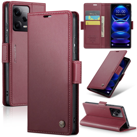 CaseMe 023 Butterfly Buckle Litchi Texture RFID Anti-theft Leather Phone Case For Xiaomi Poco X5 Pro 5G/Redmi Note 12 Pro 5G Global(Wine Red) - free shipping - PMC Jewellery - Order now!