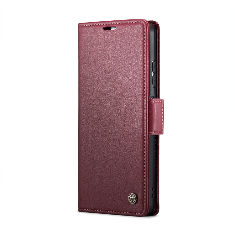 CaseMe 023 Butterfly Buckle Litchi Texture RFID Anti-theft Leather Phone Case For Xiaomi Poco X5 Pro 5G/Redmi Note 12 Pro 5G Global(Wine Red)