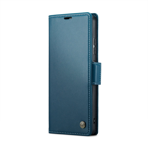 CaseMe 023 Butterfly Buckle Litchi Texture RFID Anti-theft Leather Phone Case For Xiaomi Poco X5 Pro 5G/Redmi Note 12 Pro 5G Global(Blue)