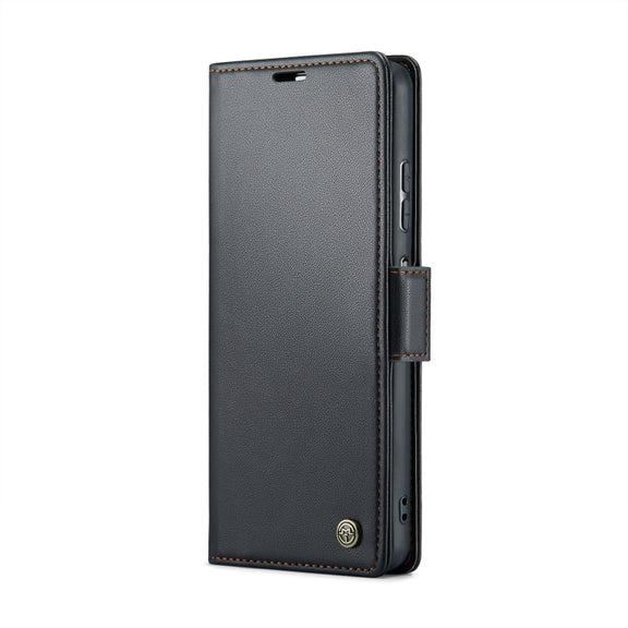 For Xiaomi Redmi Note 12 Pro+ 5G Global CaseMe 023 Butterfly Buckle Litchi Texture RFID Anti-theft Leather Phone Case(Black)