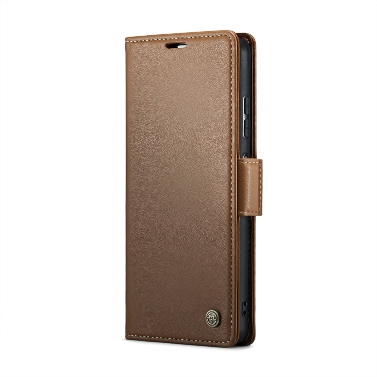 For Xiaomi Poco X5 5G/Redmi Note 12 5G Global CaseMe 023 Butterfly Buckle Litchi Texture RFID Anti-theft Leather Phone Case(Brown) - free shipping - PMC TechLife - Order now!