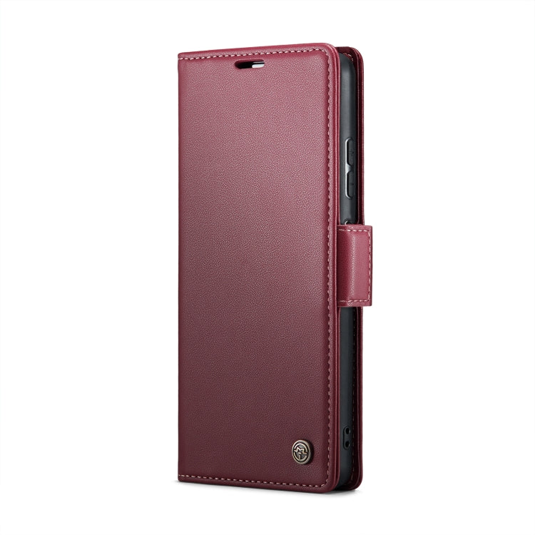 For Xiaomi Poco X5 5G/Redmi Note 12 5G Global CaseMe 023 Butterfly Buckle Litchi Texture RFID Anti-theft Leather Phone Case(Wine Red) - free shipping - PMC TechLife - Order now!