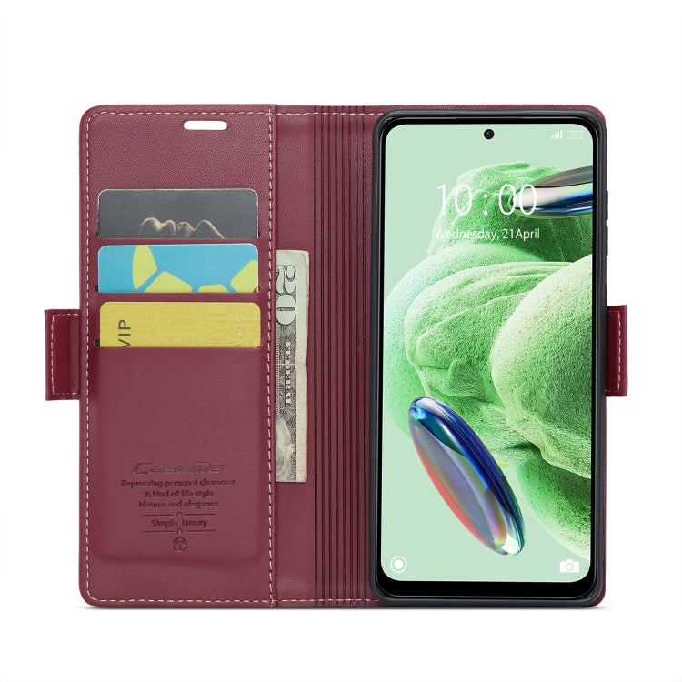 For Xiaomi Poco X5 5G/Redmi Note 12 5G Global CaseMe 023 Butterfly Buckle Litchi Texture RFID Anti-theft Leather Phone Case(Wine Red) - free shipping - PMC TechLife - Order now!