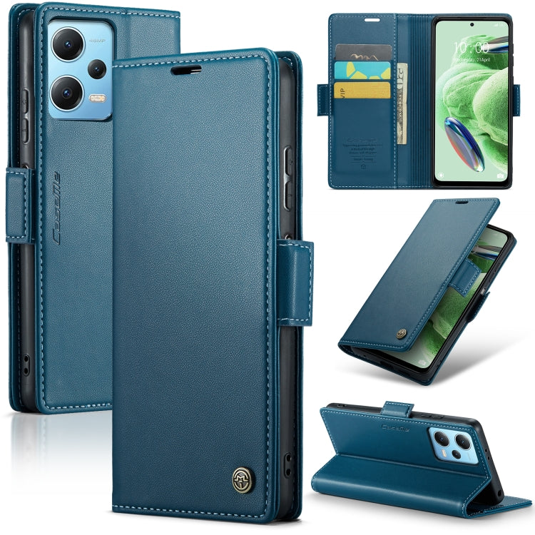 For Xiaomi Poco X5 5G/Redmi Note 12 5G Global CaseMe 023 Butterfly Buckle Litchi Texture RFID Anti-theft Leather Phone Case(Blue) - free shipping - PMC TechLife - Order now!