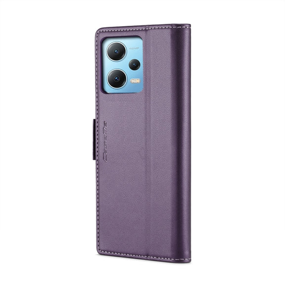 For Xiaomi Poco X5 5G/Redmi Note 12 5G Global CaseMe 023 Butterfly Buckle Litchi Texture RFID Anti-theft Leather Phone Case(Pearly Purple)