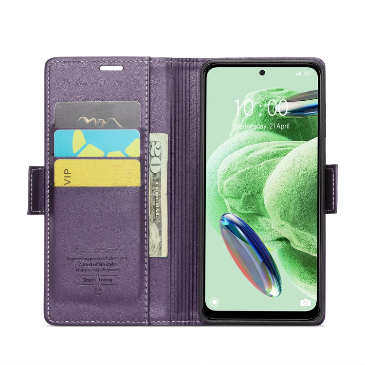 For Xiaomi Poco X5 5G/Redmi Note 12 5G Global CaseMe 023 Butterfly Buckle Litchi Texture RFID Anti-theft Leather Phone Case(Pearly Purple)