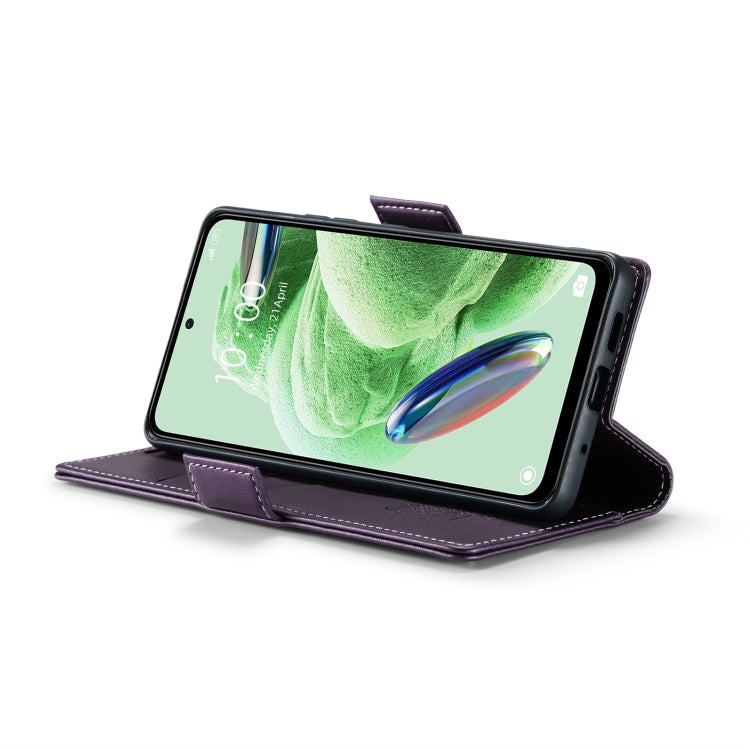 For Xiaomi Poco X5 5G/Redmi Note 12 5G Global CaseMe 023 Butterfly Buckle Litchi Texture RFID Anti-theft Leather Phone Case(Pearly Purple)