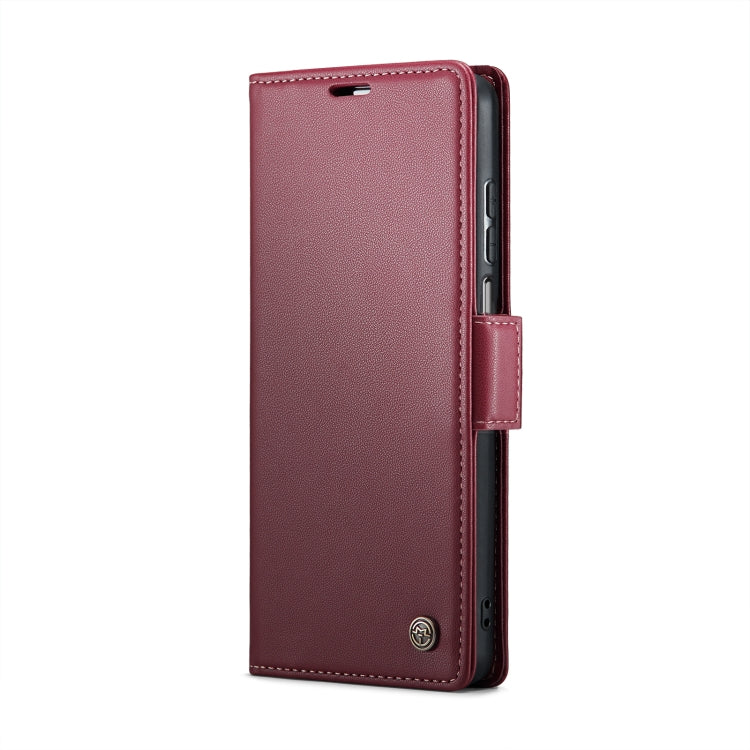 For Xiaomi Redmi Note 9S/Note 9 Pro/Note 9 Pro Max CaseMe 023 Butterfly Buckle Litchi Texture RFID Anti-theft Leather Phone Case(Wine Red)