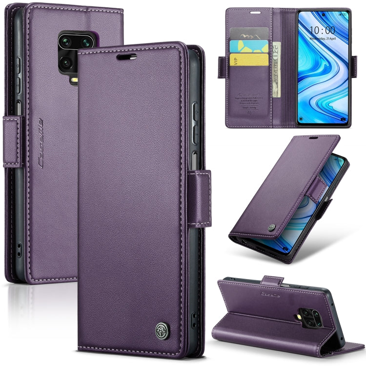 For Xiaomi Redmi Note 9S/Note 9 Pro/Note 9 Pro Max CaseMe 023 Butterfly Buckle Litchi Texture RFID Anti-theft Leather Phone Case(Pearly Purple) - free shipping - PMC TechLife - Order now!