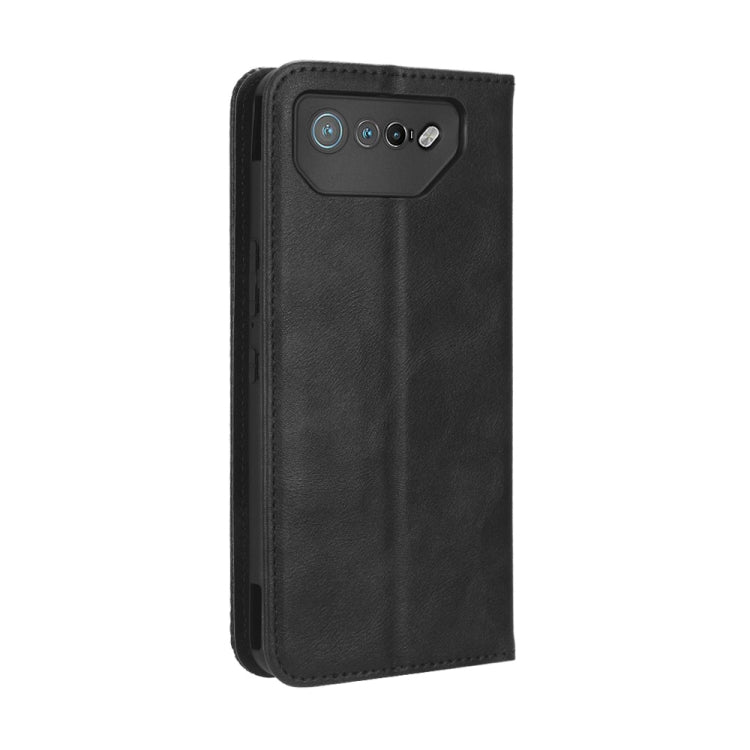 For ASUS ROG Phone 7 Magnetic Buckle Retro Texture Leather Phone Case(Black) - free shipping - PMC Jewellery - Order now!