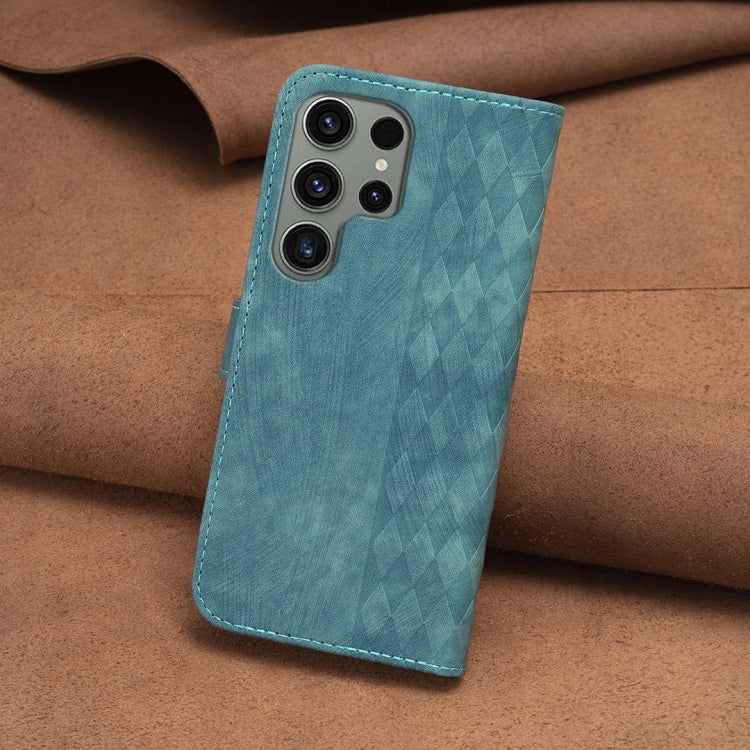For Samsung Galaxy S23 Ultra 5G Plaid Embossed Leather Phone Case(Green) - free shipping - PMC TechLife - Order now!