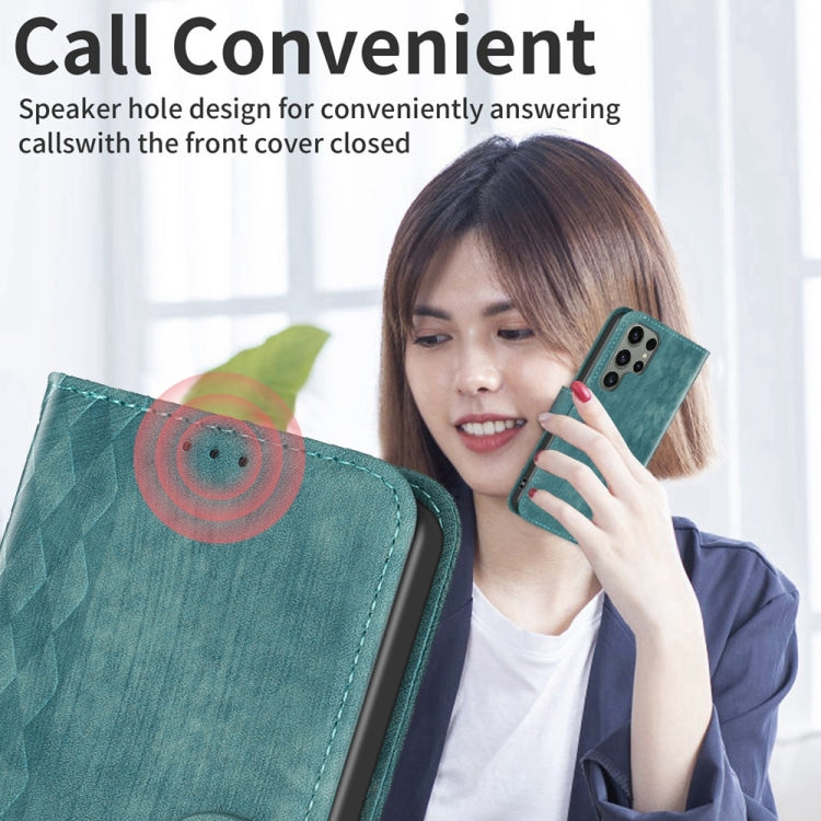 For Samsung Galaxy S23 Ultra 5G Plaid Embossed Leather Phone Case(Green) - free shipping - PMC TechLife - Order now!