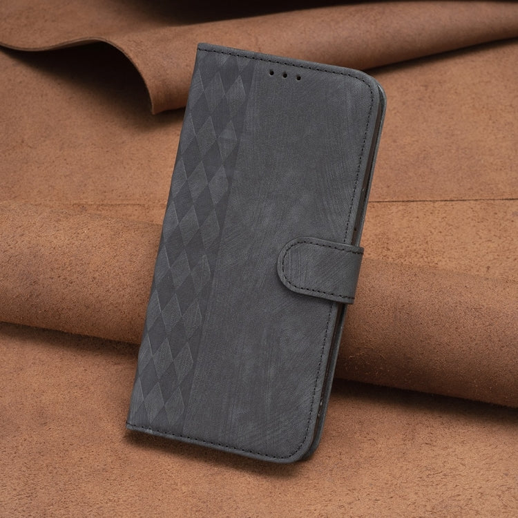 For Samsung Galaxy S22+ 5G Plaid Embossed Leather Phone Case(Black)