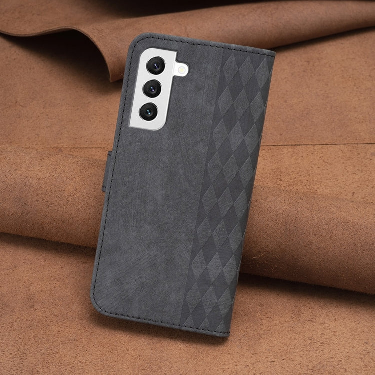 For Samsung Galaxy S22+ 5G Plaid Embossed Leather Phone Case(Black)