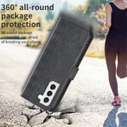 For Samsung Galaxy S22+ 5G Plaid Embossed Leather Phone Case(Black)
