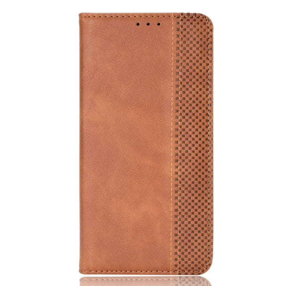 For Sony Xperia 1 V Magnetic Buckle Retro Texture Leather Phone Case(Brown)