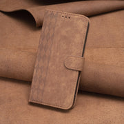 For Nokia C12 Plaid Embossed Leather Phone Case(Brown)