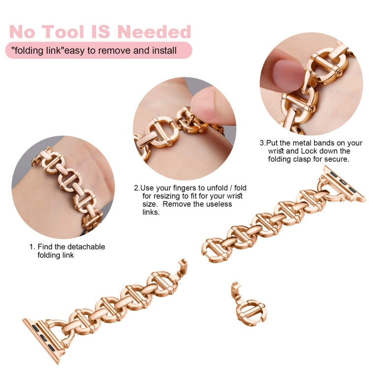 Ladder Buckle Metal Watch Band For Apple Watch Ultra 49mm(Rose Gold) - Watch Bands by PMC TechLife | Online Shopping South Africa | PMC TechLife